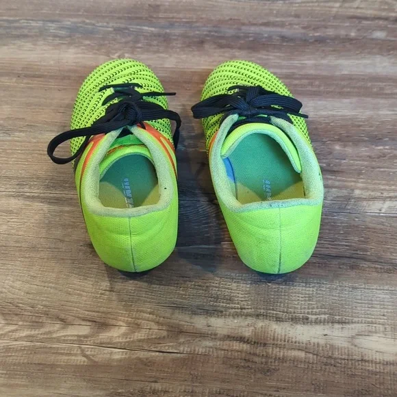 Kids Size 1 Neon Green and Orange Soccer Shoes - Picture 2 of 5